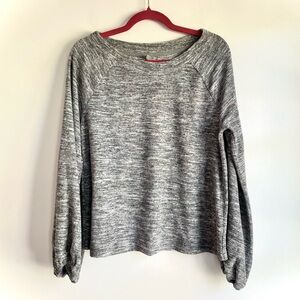 Lou & Grey Heathered Gray Balloon Sleeve Top Size M